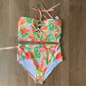 BNWT Tropical high waist two piece swimsuit